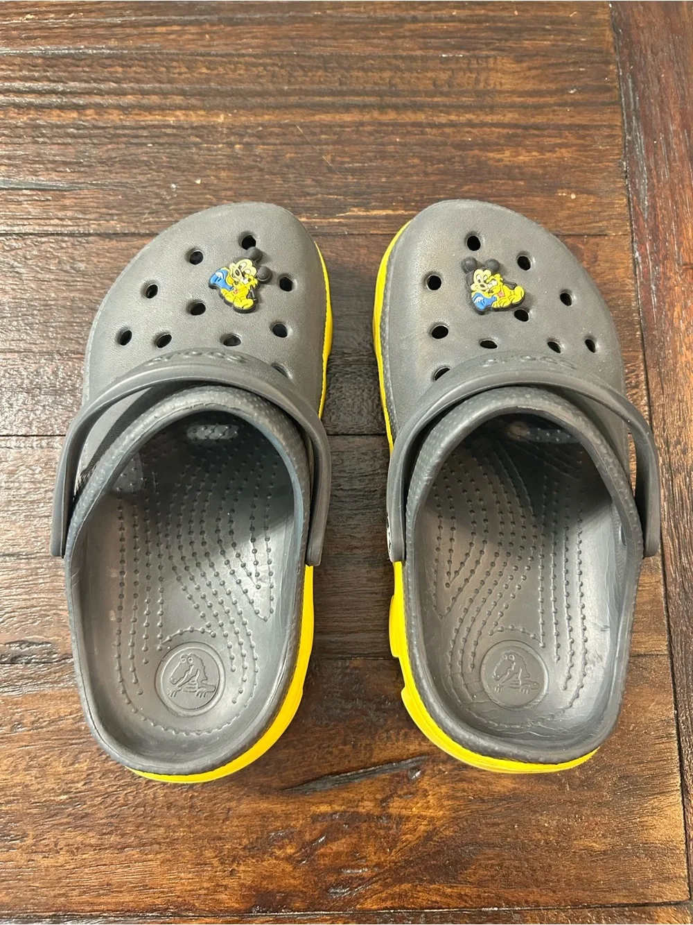 Kids Grey and Yellow Crocs Duet Sports Shoes